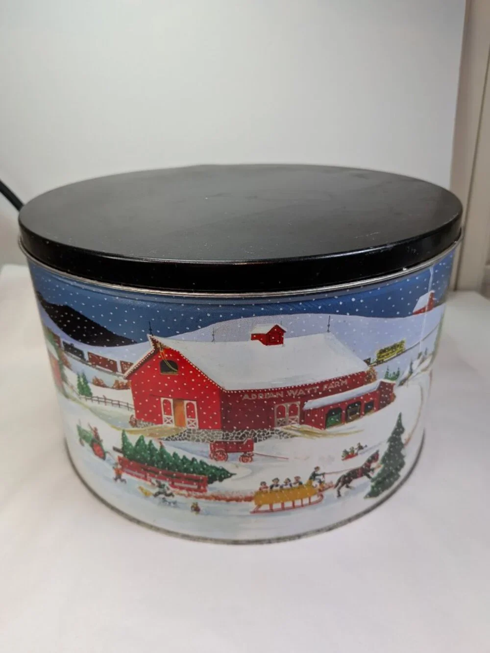 Large Winter Wonderland Decorative Tin Farmhouse Decor Red Barn Covered Bridge